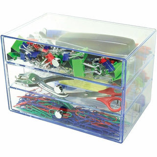 Deflecto 3-Drawer Storage Organizer - 3 Drawer(s) - 7" Height x 10" Width x 6.8" Depth - Clear - 1 Each