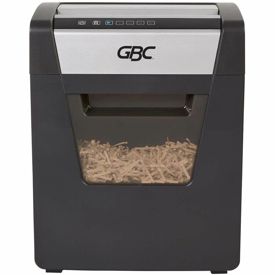 GBC ShredMaster SX15-06 Super Cross-Cut Shredder - Non-continuous Shredder - Super Cross Cut - 15 Per Pass - for shredding Paper, Staples, Paper Clip - P-4 - 2 Hour Run Time - 6 gal Wastebin Capacity - Black, Chrome
