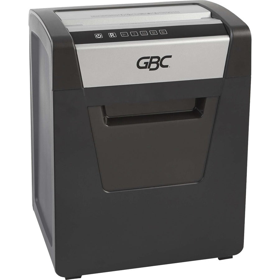 GBC ShredMaster SM10-06 Micro-Cut Shredder - Non-continuous Shredder - Micro Cut - 10 Per Pass - for shredding Paper, Staples, Paper Clip - P-5 - 2 Hour Run Time - 6 gal Wastebin Capacity - Black, Chrome