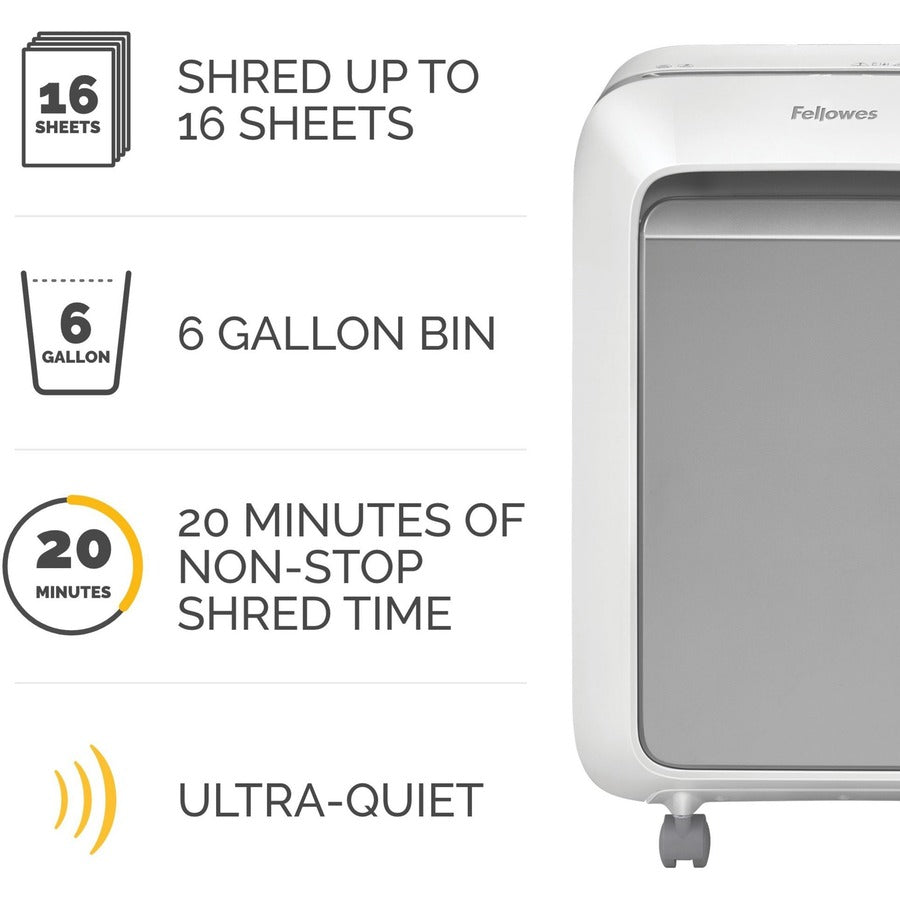Powershred LX210 Micro-Cut Shredder, 16 Manual Sheet Capacity, White