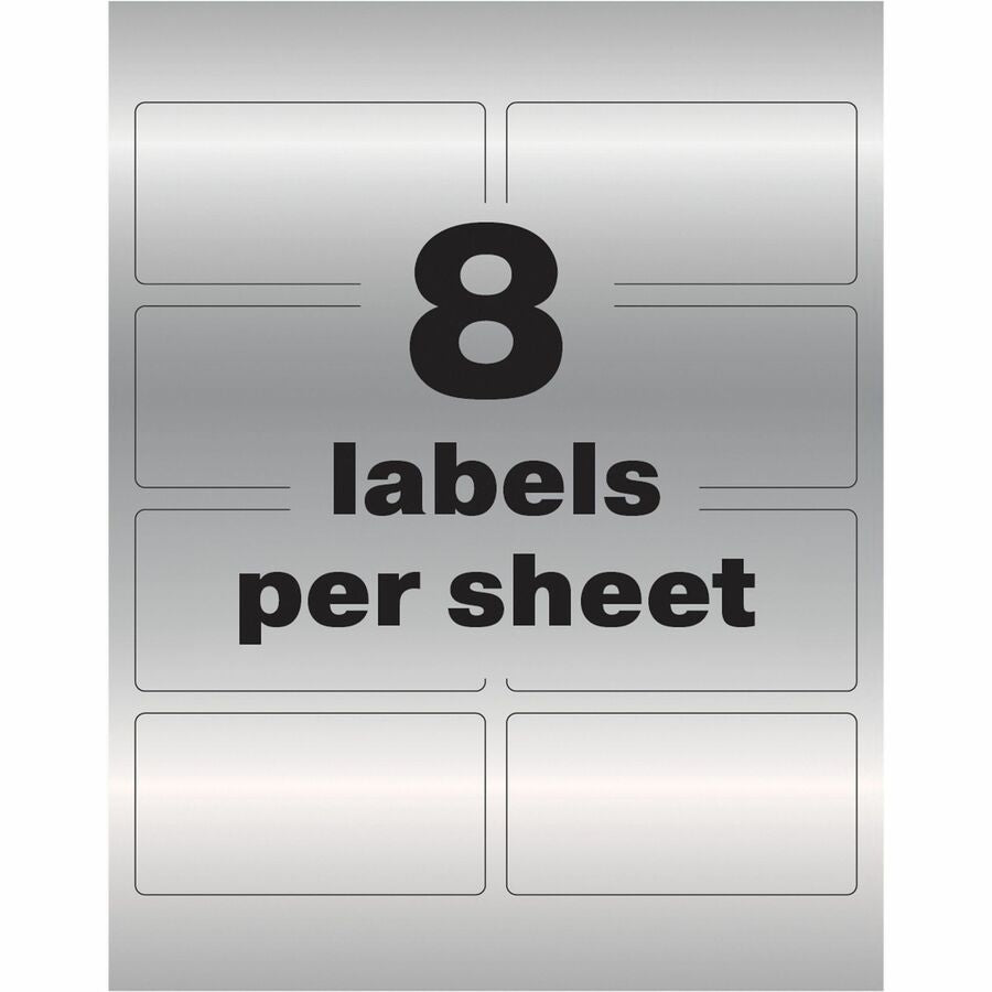 PermaTrack Metallic Asset Tag Labels, Laser Printers, 2 x 3.75, Silver, 8/Sheet, 8 Sheets/Pack