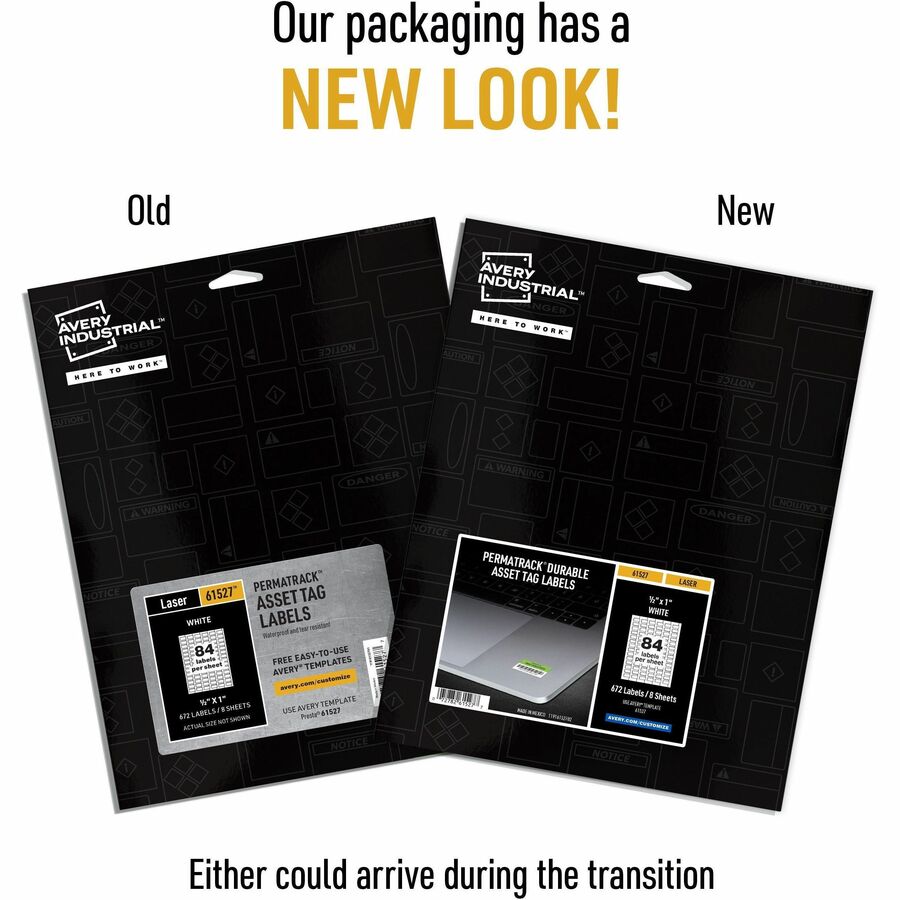 PermaTrack Durable White Asset Tag Labels, Laser Printers, 0.5 x 1, White, 84/Sheet, 8 Sheets/Pack