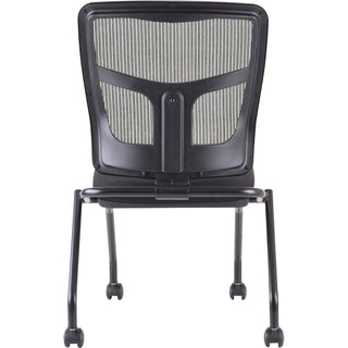 Lorell Training Room Guest Chairs - Black Fabric Seat - Mesh Back - Metal Frame - Rectangular Base - Black - 2 / Carton