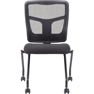 Lorell Training Room Guest Chairs - Black Fabric Seat - Mesh Back - Metal Frame - Rectangular Base - Black - 2 / Carton