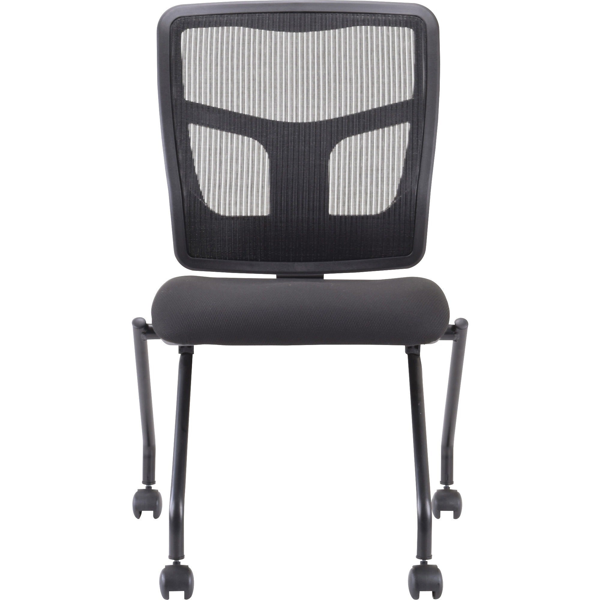 lorell-training-room-guest-chairs-black-fabric-seat-mesh-back-metal-frame-rectangular-base-black-2-carton_llr84385 - 2