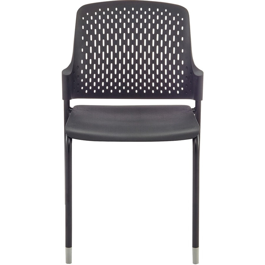 Safco Next Stack Chair - Black Polypropylene Seat - Black Polypropylene Back - Tubular Steel Frame - Four-legged Base - 4 / Carton