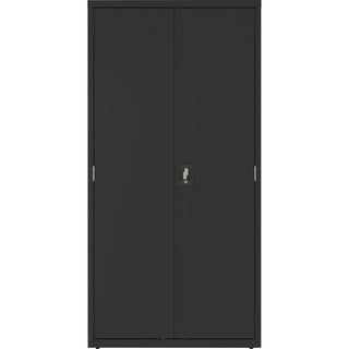 Lorell Fortress Series Janitorial Cabinet - 36" x 18" x 72" - 4 x Shelf(ves) - Hinged Door(s) - Locking System, Welded, Sturdy, Recessed Locking Handle, Durable, Removable Lock, Storage Space, Adjustable Shelf - Black - Powder Coated - Steel - Recycl