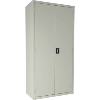 Lorell Fortress Series Janitorial Cabinet - 36" x 18" x 72" - 4 x Shelf(ves) - Hinged Door(s) - Locking System, Welded, Sturdy, Recessed Locking Handle, Durable, Removable Lock, Storage Space, Adjustable Shelf - Light Gray - Powder Coated - Recycled