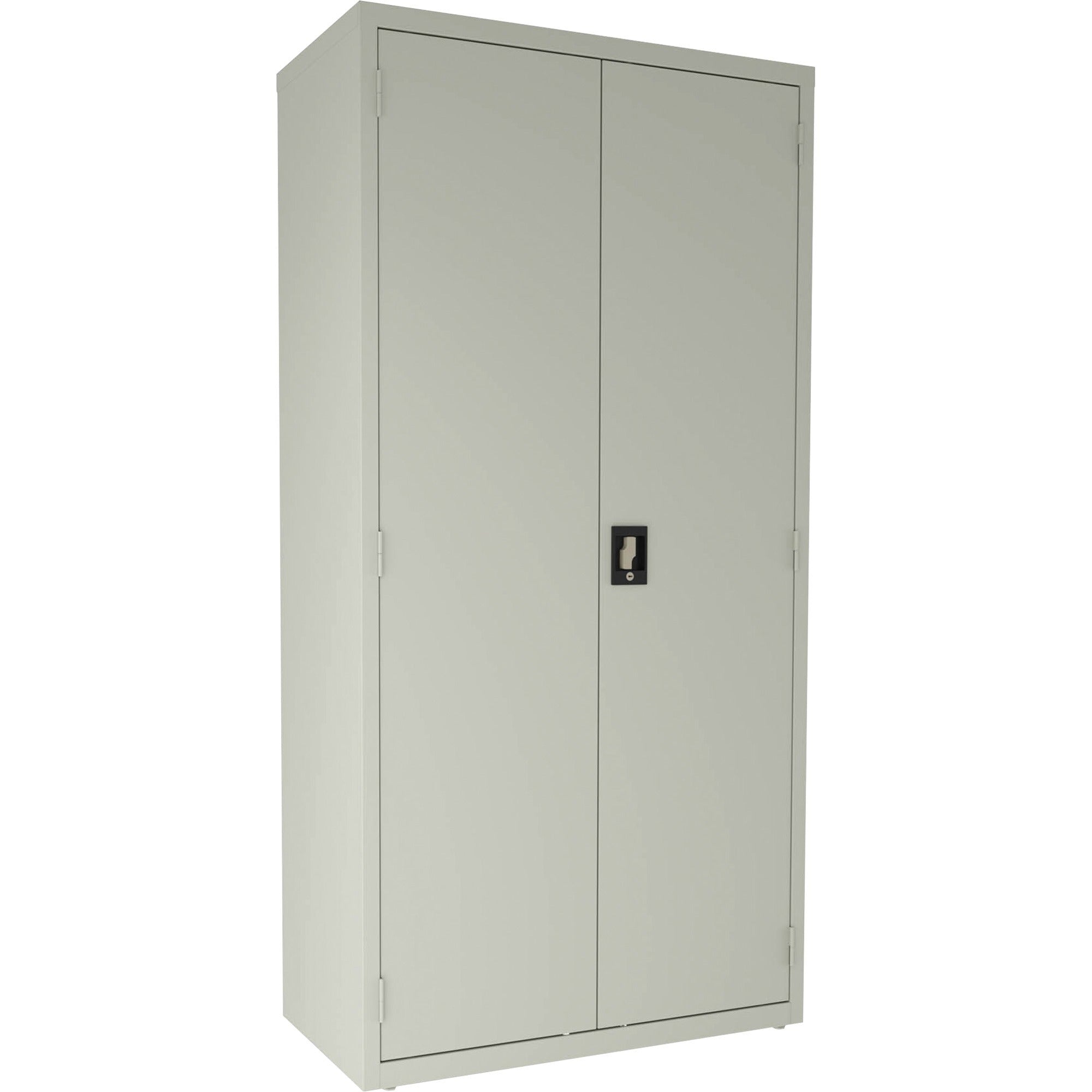 lorell-fortress-series-janitorial-cabinet-36-x-18-x-72-4-x-shelfves-hinged-doors-locking-system-welded-sturdy-recessed-locking-handle-durable-removable-lock-storage-space-adjustable-shelf-light-gray-powder-coated-recycled_llr00019 - 1