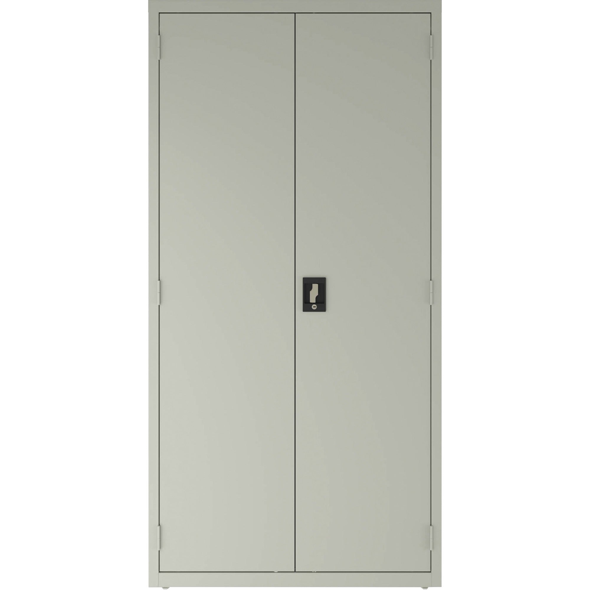 lorell-fortress-series-janitorial-cabinet-36-x-18-x-72-4-x-shelfves-hinged-doors-locking-system-welded-sturdy-recessed-locking-handle-durable-removable-lock-storage-space-adjustable-shelf-light-gray-powder-coated-recycled_llr00019 - 2