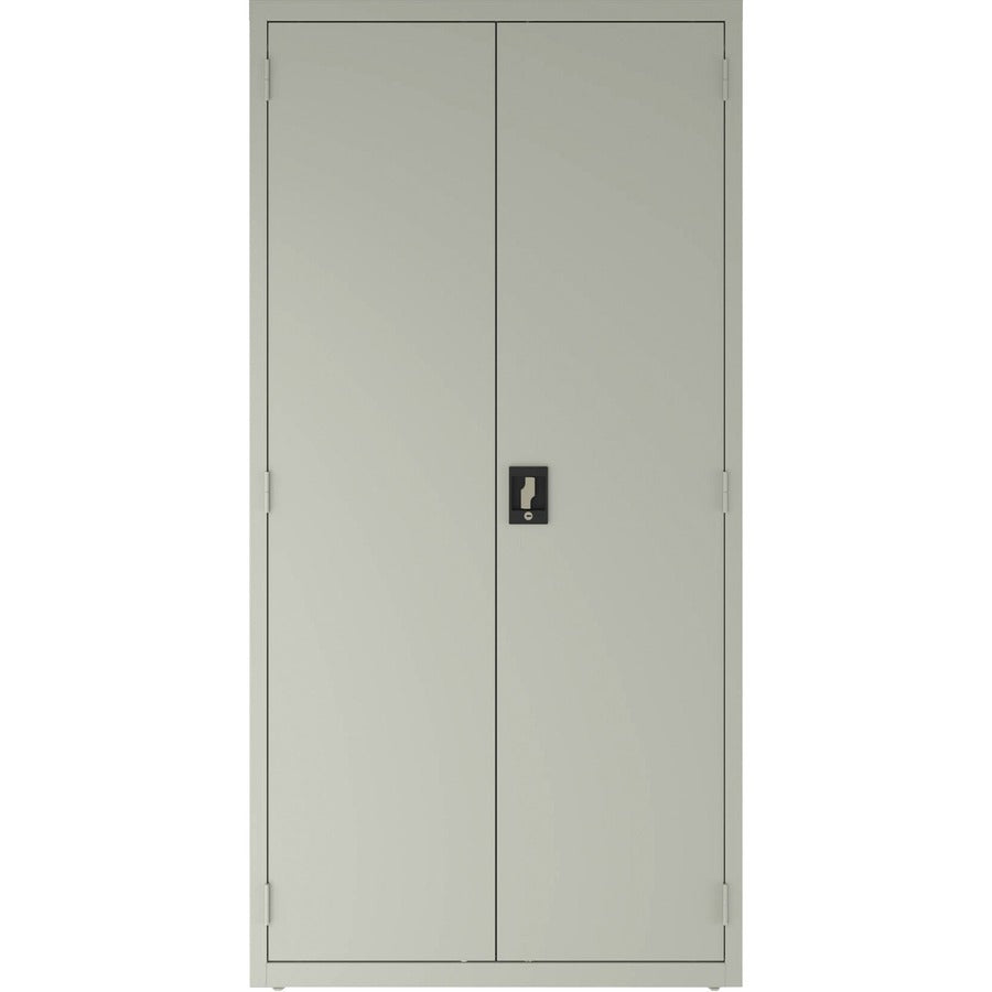 Lorell Fortress Series Janitorial Cabinet - 36" x 18" x 72" - 4 x Shelf(ves) - Hinged Door(s) - Locking System, Welded, Sturdy, Recessed Locking Handle, Durable, Removable Lock, Storage Space, Adjustable Shelf - Light Gray - Powder Coated - Recycled
