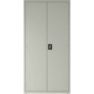 Lorell Fortress Series Janitorial Cabinet - 36" x 18" x 72" - 4 x Shelf(ves) - Hinged Door(s) - Locking System, Welded, Sturdy, Recessed Locking Handle, Durable, Removable Lock, Storage Space, Adjustable Shelf - Light Gray - Powder Coated - Recycled