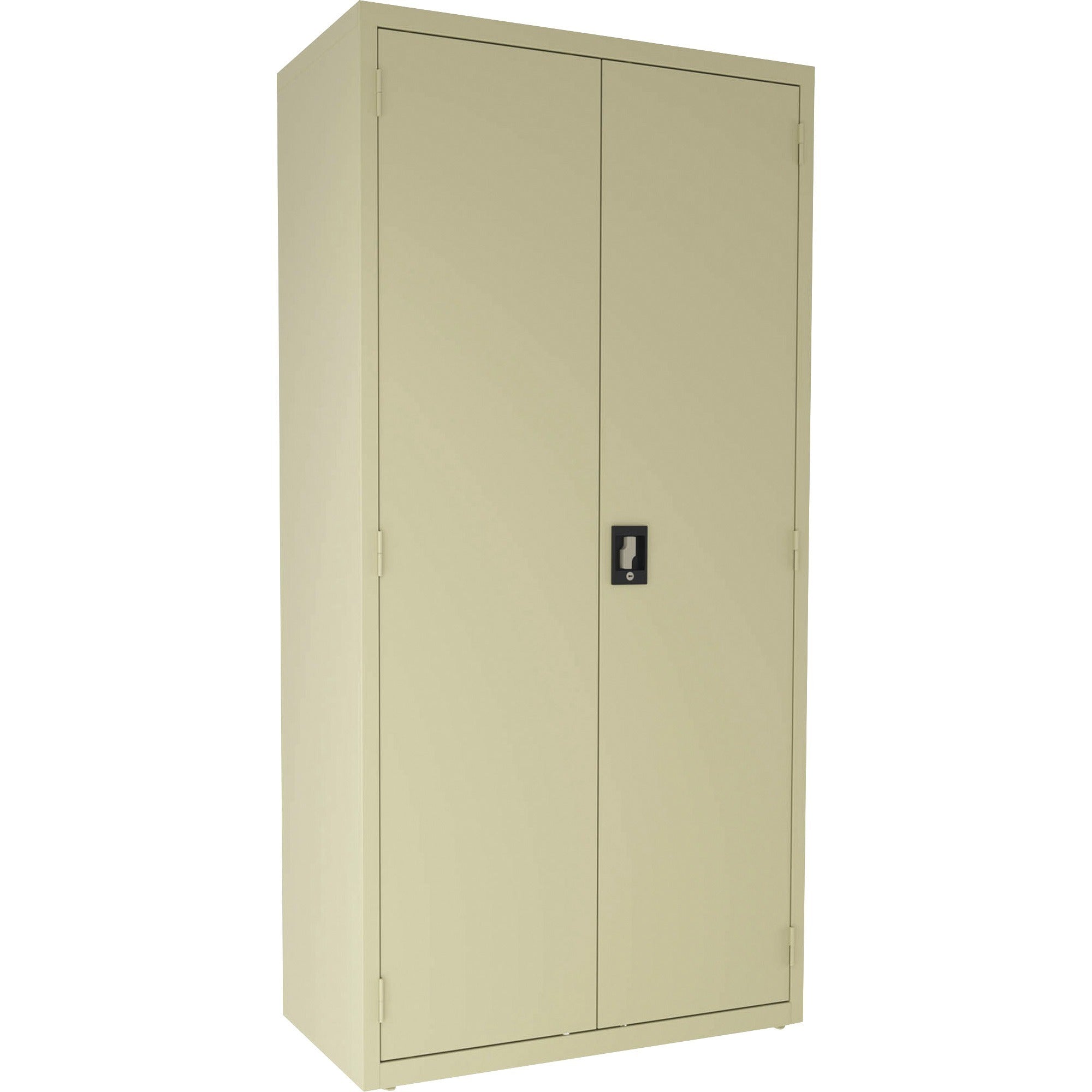 Lorell Fortress Series Janitorial Cabinet - 36" x 18" x 72" - 4 x Shelf(ves) - Hinged Door(s) - Locking System, Welded, Sturdy, Recessed Locking Handle, Durable, Powder Coat Finish, Storage Space, Adjustable Shelf - Putty - Steel - Recycled