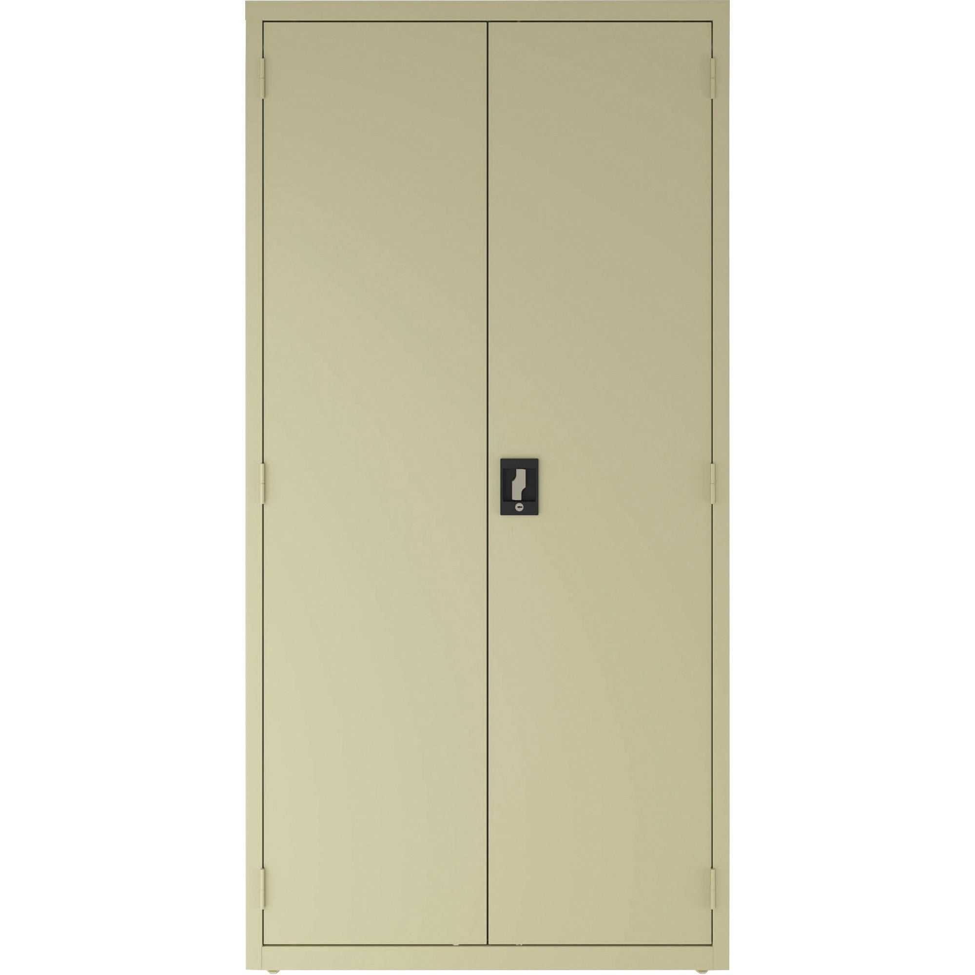 lorell-fortress-series-janitorial-cabinet-36-x-18-x-72-4-x-shelfves-hinged-doors-locking-system-welded-sturdy-recessed-locking-handle-durable-powder-coat-finish-storage-space-adjustable-shelf-putty-steel-recycled_llr00017 - 2