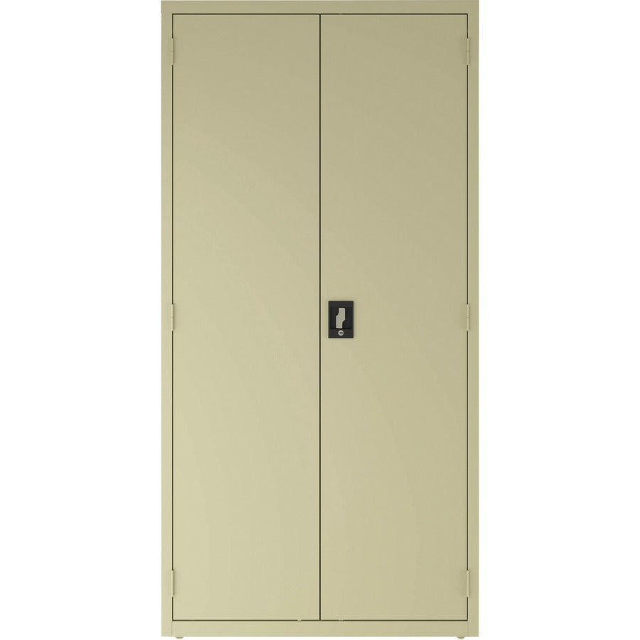 Lorell Fortress Series Janitorial Cabinet - 36" x 18" x 72" - 4 x Shelf(ves) - Hinged Door(s) - Locking System, Welded, Sturdy, Recessed Locking Handle, Durable, Powder Coat Finish, Storage Space, Adjustable Shelf - Putty - Steel - Recycled