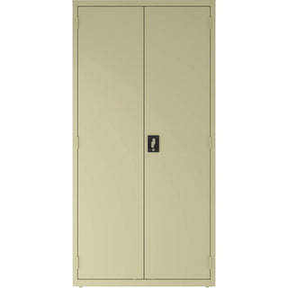 Lorell Fortress Series Janitorial Cabinet - 36" x 18" x 72" - 4 x Shelf(ves) - Hinged Door(s) - Locking System, Welded, Sturdy, Recessed Locking Handle, Durable, Powder Coat Finish, Storage Space, Adjustable Shelf - Putty - Steel - Recycled