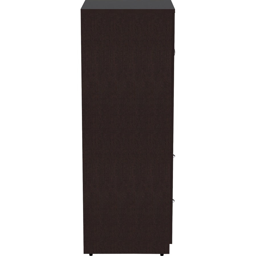 Lorell Essentials Series Tall Storage Cabinet - 23.6" x 23.6"65.6" Cabinet - 2 x File Drawer(s) - 1 Door(s) - 2 Shelve(s) - Material: Laminate, Medium Density Fiberboard (MDF), Particleboard - Finish: Espresso