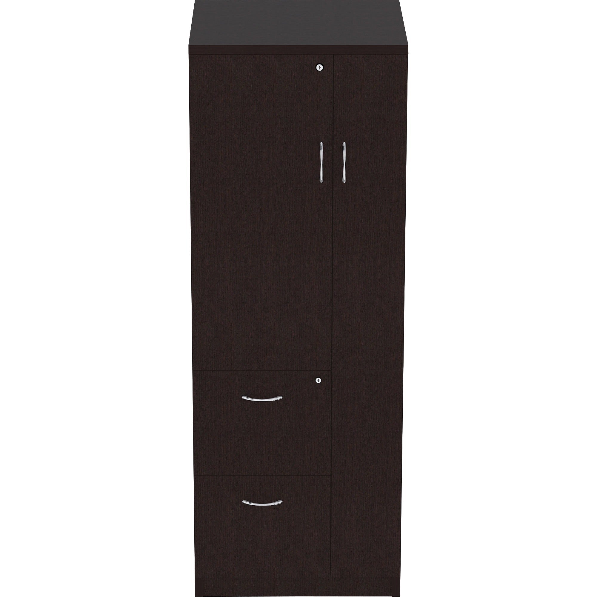 lorell-essentials-series-tall-storage-cabinet-236-x-236656-cabinet-2-x-file-drawers-1-doors-2-shelves-material-laminate-medium-density-fiberboard-mdf-particleboard-finish-espresso_llr18229 - 2