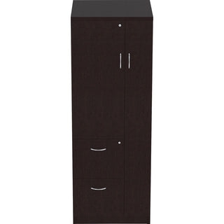 Lorell Essentials Series Tall Storage Cabinet - 23.6" x 23.6"65.6" Cabinet - 2 x File Drawer(s) - 1 Door(s) - 2 Shelve(s) - Material: Laminate, Medium Density Fiberboard (MDF), Particleboard - Finish: Espresso