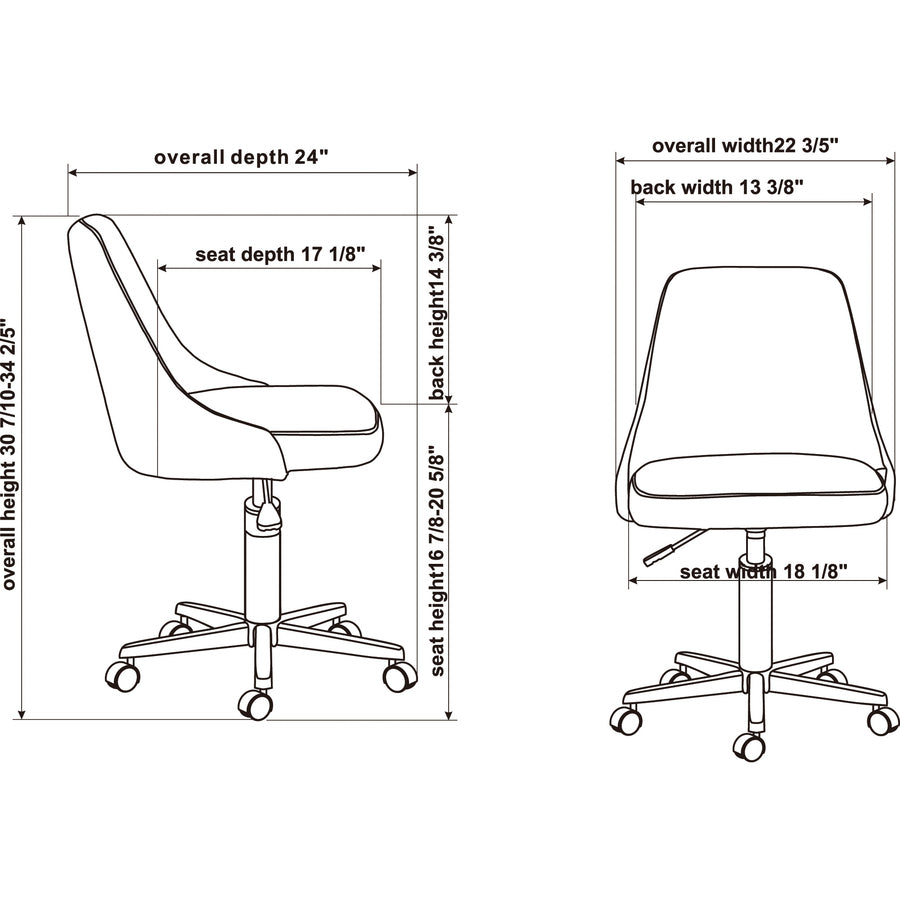 Lorell Resimercial Low-back Task Chair with Arms - 22.5" x 24.4"31.5" - Material: Fabric - Finish: Gray - 6