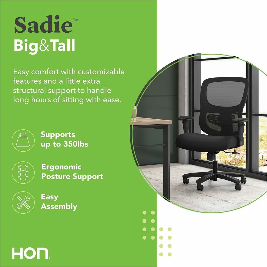 1-Fourty-One Big/Tall Mesh Task Chair, Supports Up to 400 lb, 19.2" to 22.85" Seat Height, Black