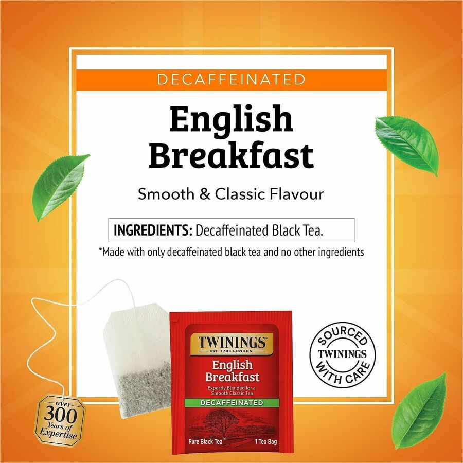Tea Bags, English Breakfast Decaf, 1.76 oz, 25/Box