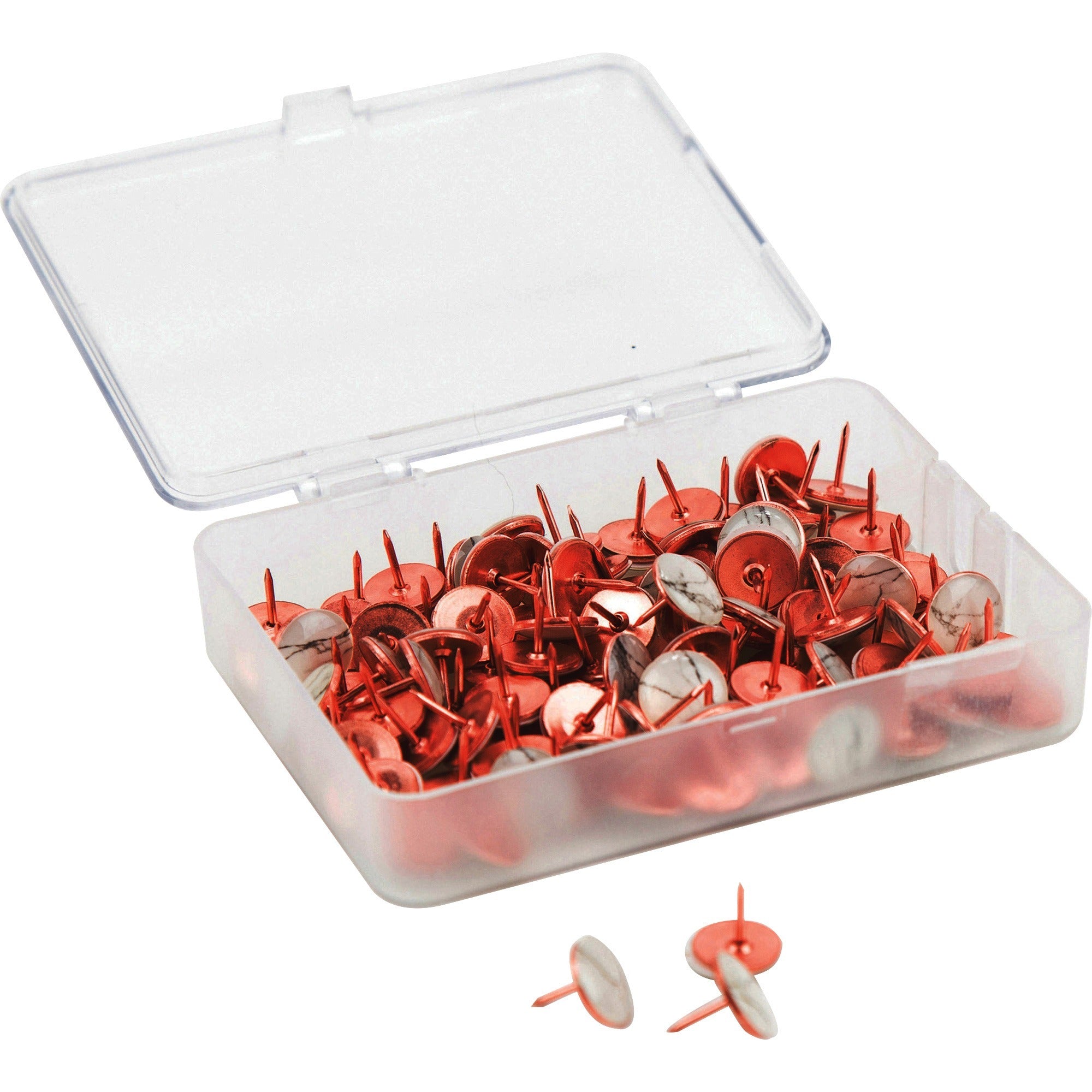 Fashion Metal Thumbtacks, Metal, Marble/Rose Gold, 0.38", 100/Pack