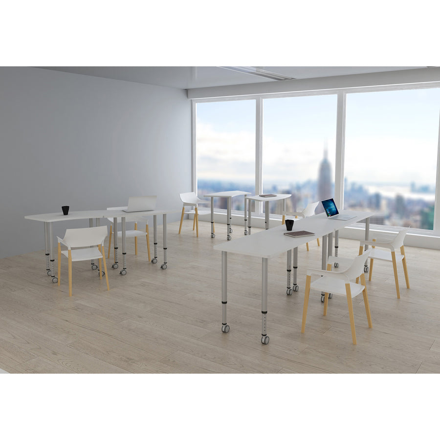 Lorell Attune Height-adjustable Multipurpose Curved Table - For - Table TopTrapezoid Top - Adjustable Height - 26.62" to 33.62" Adjustment x 60" Table Top Width x 23.62" Table Top Depth - 33.62" Height - Assembly Required - Laminated, Gray - Laminate