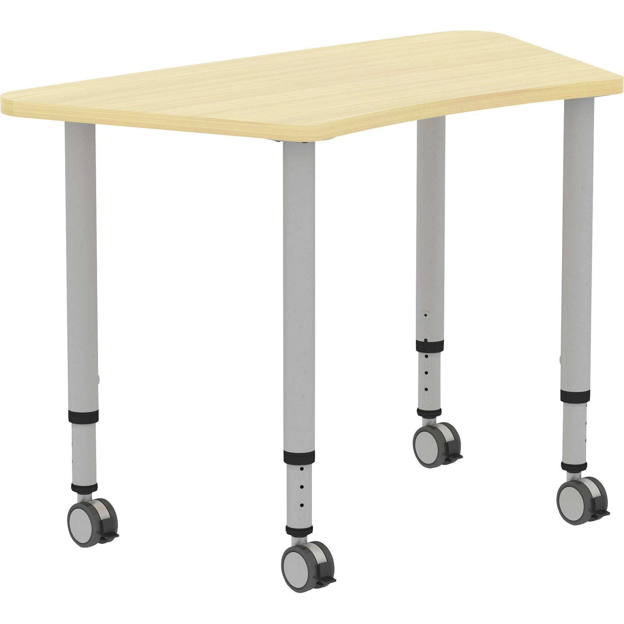 lorell-attune-height-adjustable-multipurpose-curved-table-for-table-toptrapezoid-top-adjustable-height-2662-to-3362-adjustment-x-60-table-top-width-x-2362-table-top-depth-3362-height-assembly-required-laminated-maple-laminat_llr69584 - 1
