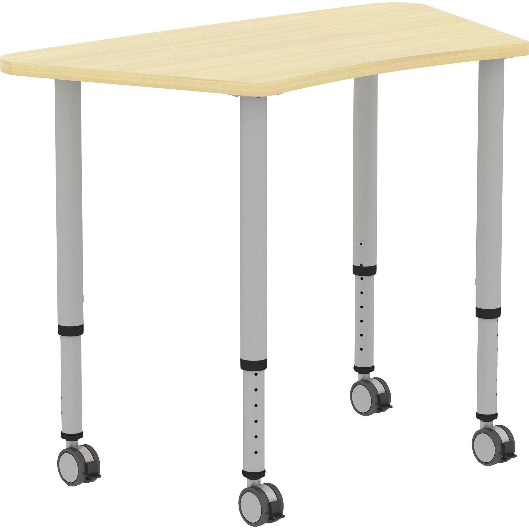 lorell-attune-height-adjustable-multipurpose-curved-table-for-table-toptrapezoid-top-adjustable-height-2662-to-3362-adjustment-x-60-table-top-width-x-2362-table-top-depth-3362-height-assembly-required-laminated-maple-laminat_llr69584 - 6