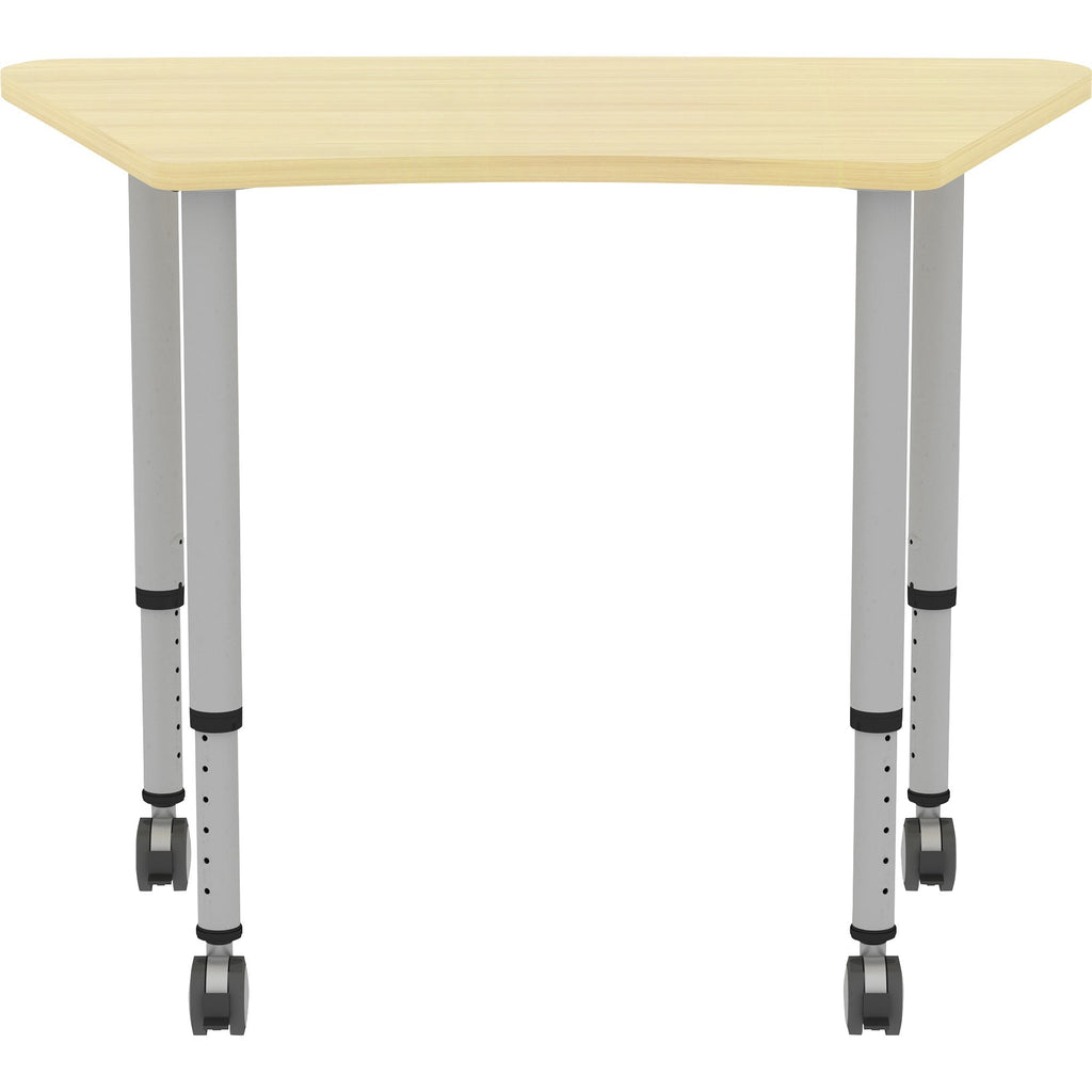 lorell-attune-height-adjustable-multipurpose-curved-table-for-table-toptrapezoid-top-adjustable-height-2662-to-3362-adjustment-x-60-table-top-width-x-2362-table-top-depth-3362-height-assembly-required-laminated-maple-laminat_llr69584 - 3