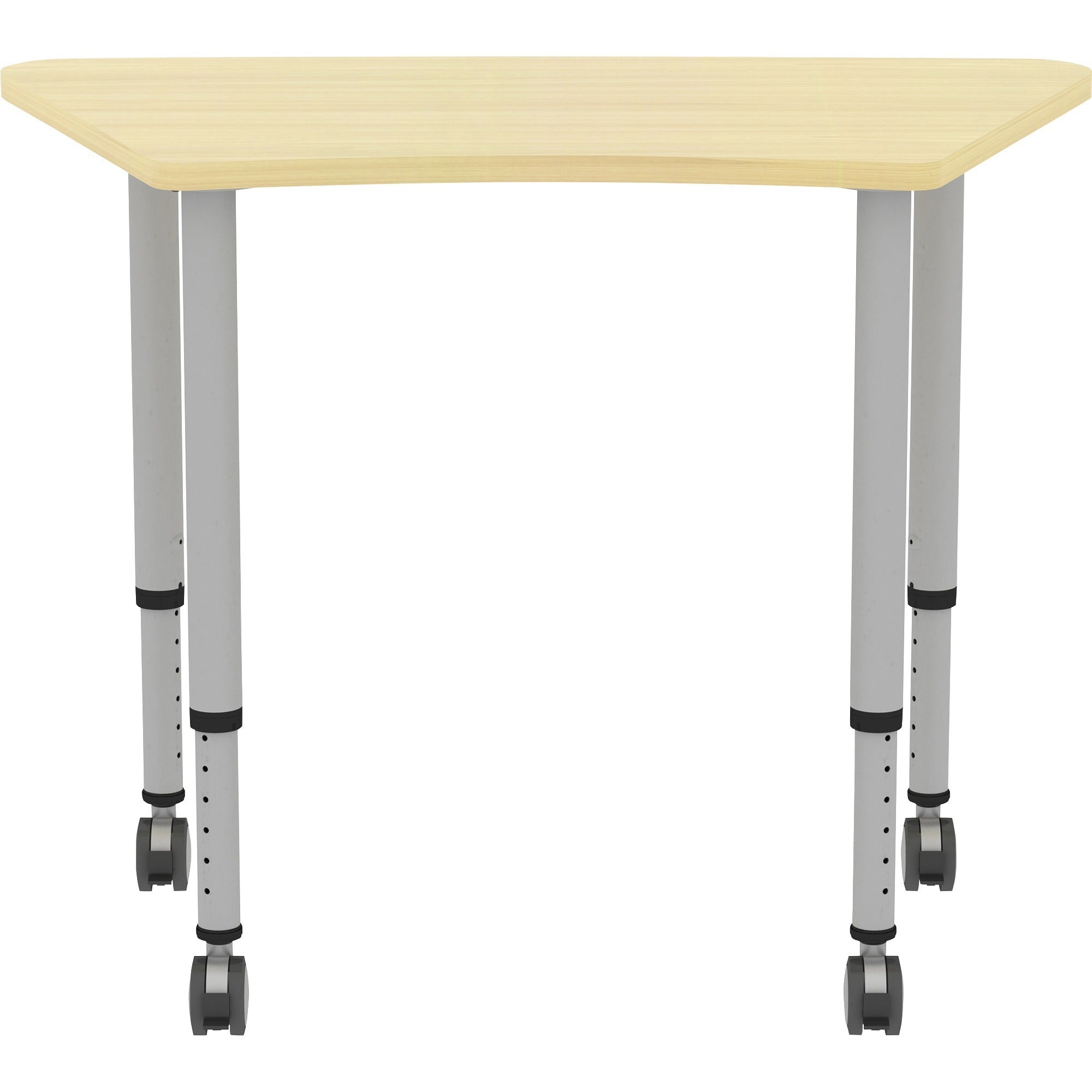 lorell-attune-height-adjustable-multipurpose-curved-table-for-table-toptrapezoid-top-adjustable-height-2662-to-3362-adjustment-x-60-table-top-width-x-2362-table-top-depth-3362-height-assembly-required-laminated-maple-laminat_llr69584 - 3