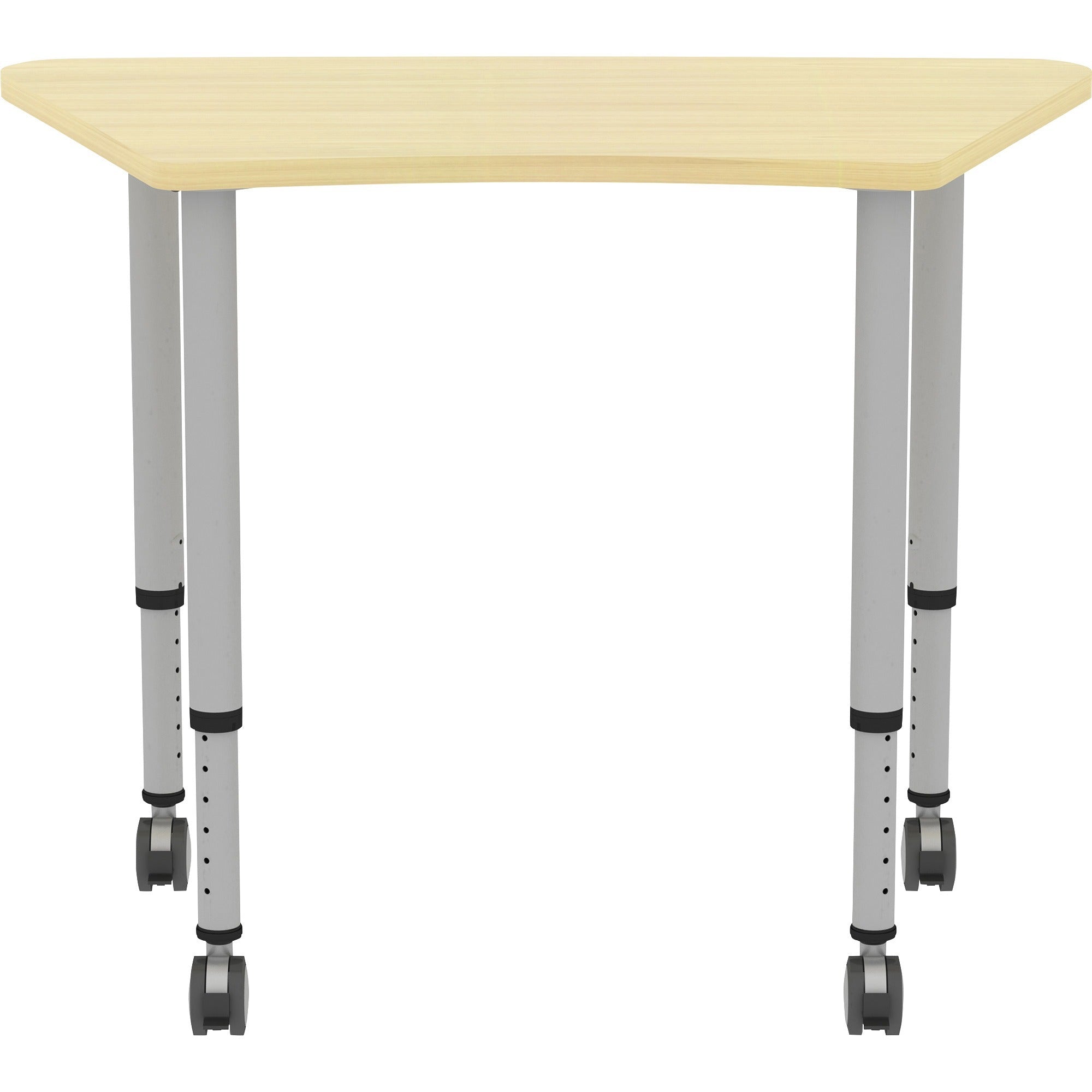 lorell-attune-height-adjustable-multipurpose-curved-table-for-table-toptrapezoid-top-adjustable-height-2662-to-3362-adjustment-x-60-table-top-width-x-2362-table-top-depth-3362-height-assembly-required-laminated-maple-laminat_llr69584 - 3