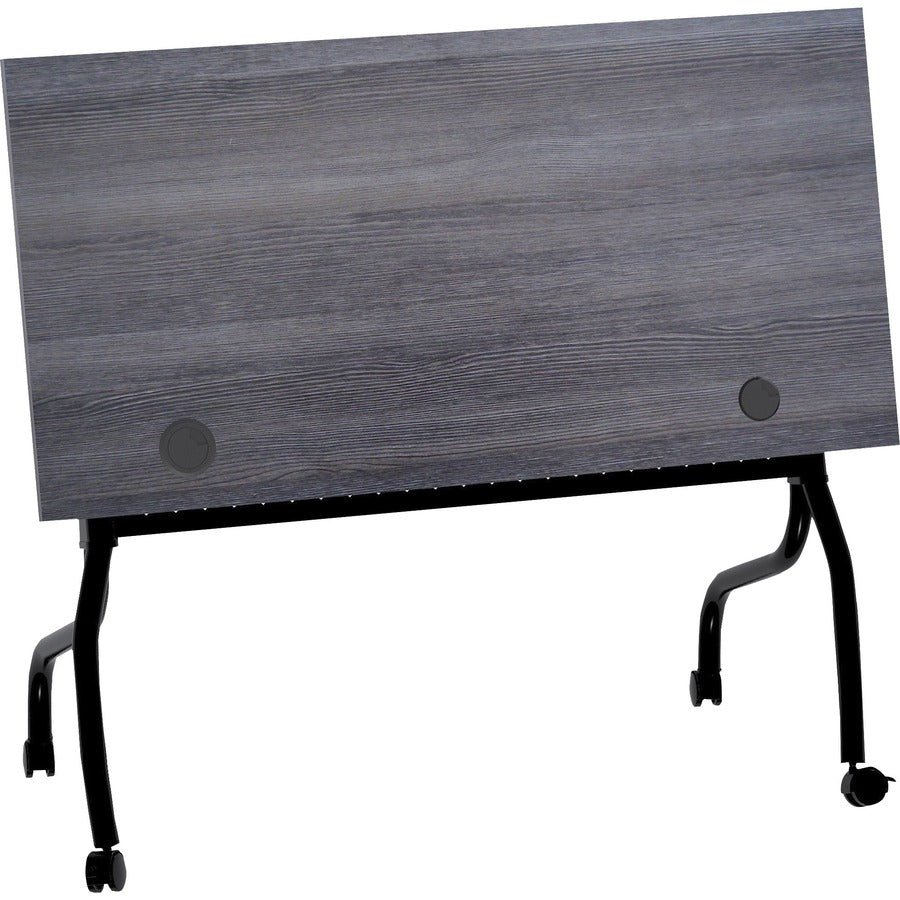 Lorell Flip Top Training Table - For - Table TopCharcoal Rectangle, Melamine Top - Black Four Leg Base - 4 Legs x 48" Table Top Width x 23.60" Table Top Depth - 29.50" Height - Melamine - 1 Each
