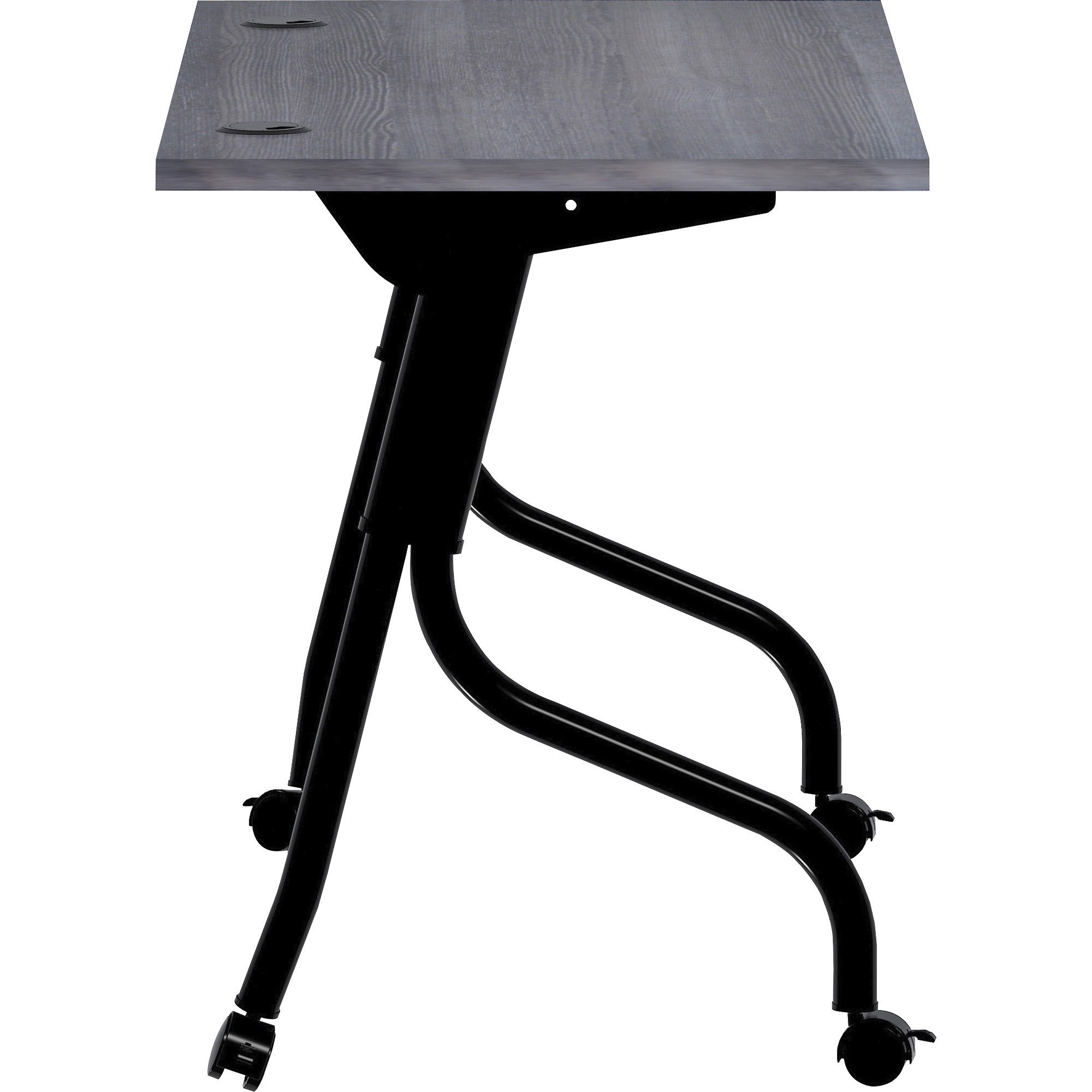 lorell-flip-top-training-table-for-table-topcharcoal-rectangle-melamine-top-black-four-leg-base-4-legs-x-48-table-top-width-x-2360-table-top-depth-2950-height-melamine-1-each_llr59489 - 4
