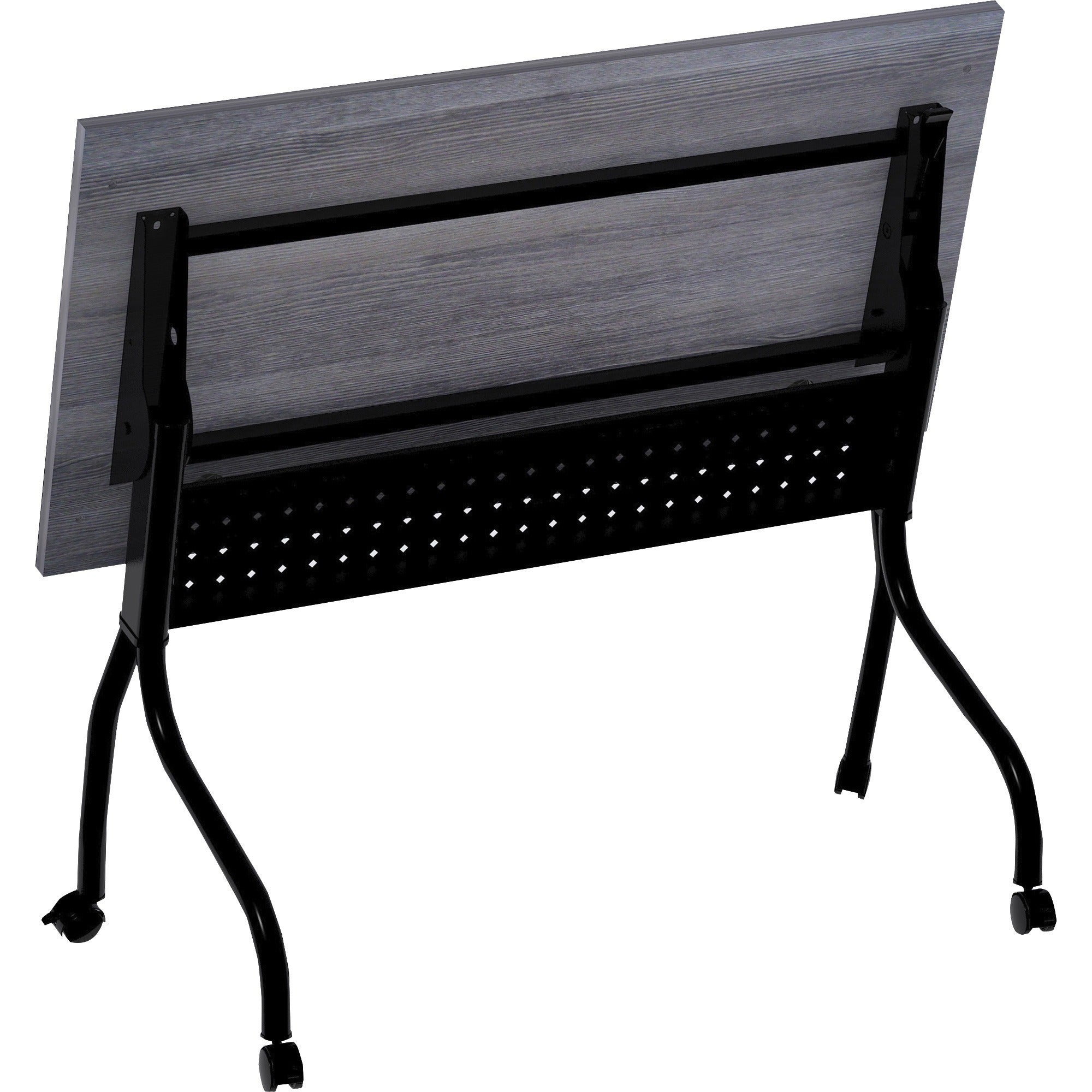 lorell-flip-top-training-table-for-table-topcharcoal-rectangle-melamine-top-black-four-leg-base-4-legs-x-48-table-top-width-x-2360-table-top-depth-2950-height-melamine-1-each_llr59489 - 2