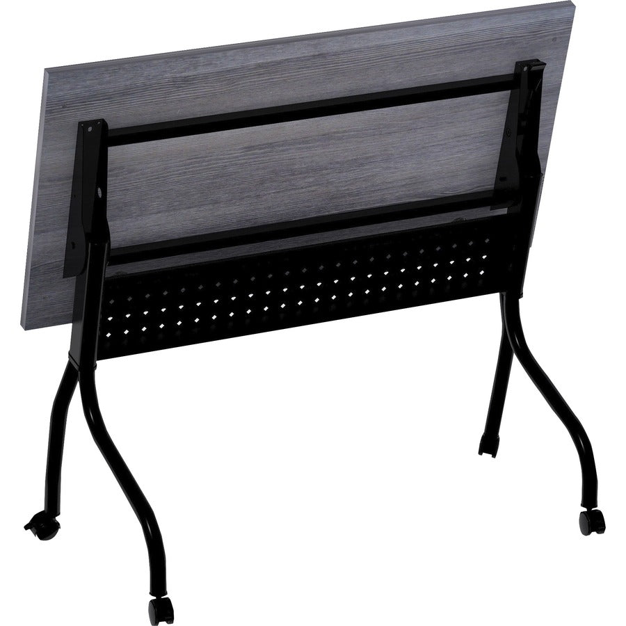 Lorell Flip Top Training Table - For - Table TopCharcoal Rectangle, Melamine Top - Black Four Leg Base - 4 Legs x 48" Table Top Width x 23.60" Table Top Depth - 29.50" Height - Melamine - 1 Each