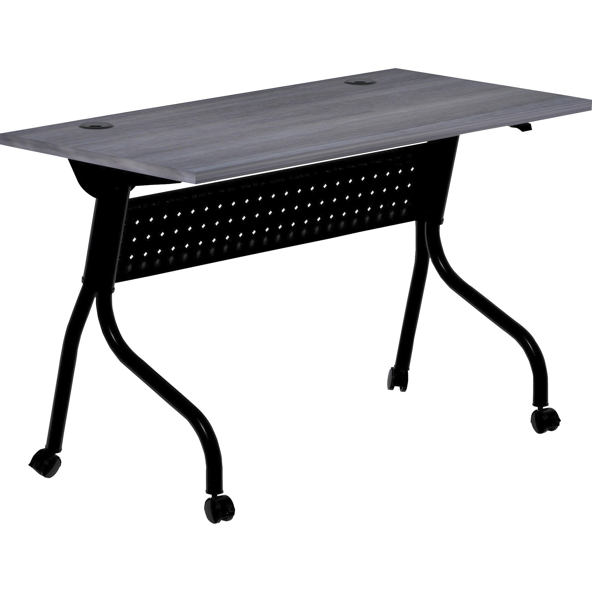 Lorell Flip Top Training Table - For - Table TopCharcoal Rectangle, Melamine Top - Black Four Leg Base - 4 Legs x 48" Table Top Width x 23.60" Table Top Depth - 29.50" Height - Melamine - 1 Each