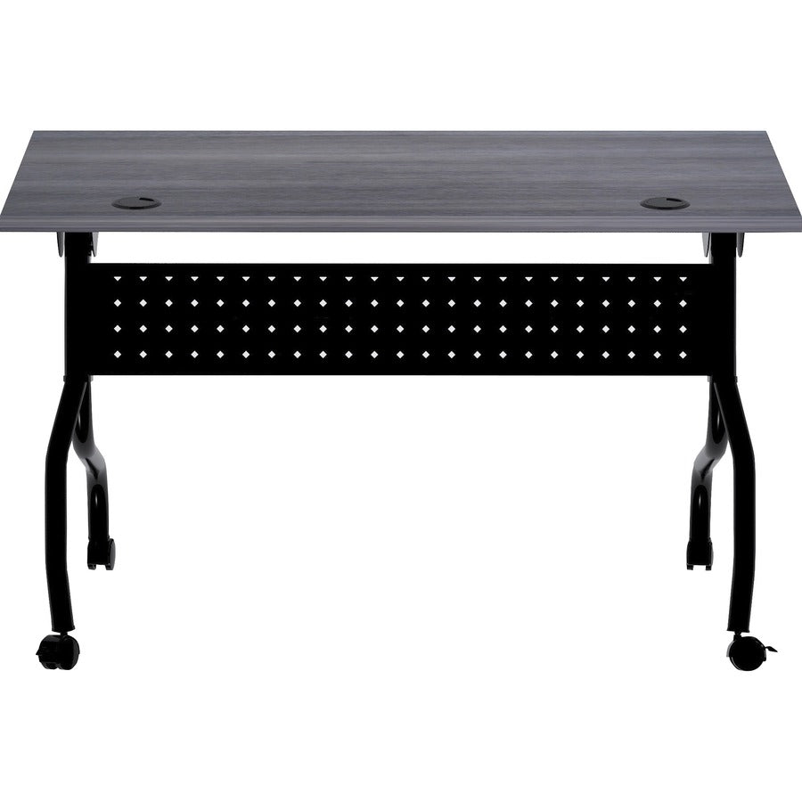 Lorell Flip Top Training Table - For - Table TopCharcoal Rectangle, Melamine Top - Black Four Leg Base - 4 Legs x 48" Table Top Width x 23.60" Table Top Depth - 29.50" Height - Melamine - 1 Each