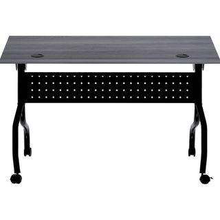 Lorell Flip Top Training Table - For - Table TopCharcoal Rectangle, Melamine Top - Black Four Leg Base - 4 Legs x 48" Table Top Width x 23.60" Table Top Depth - 29.50" Height - Melamine - 1 Each