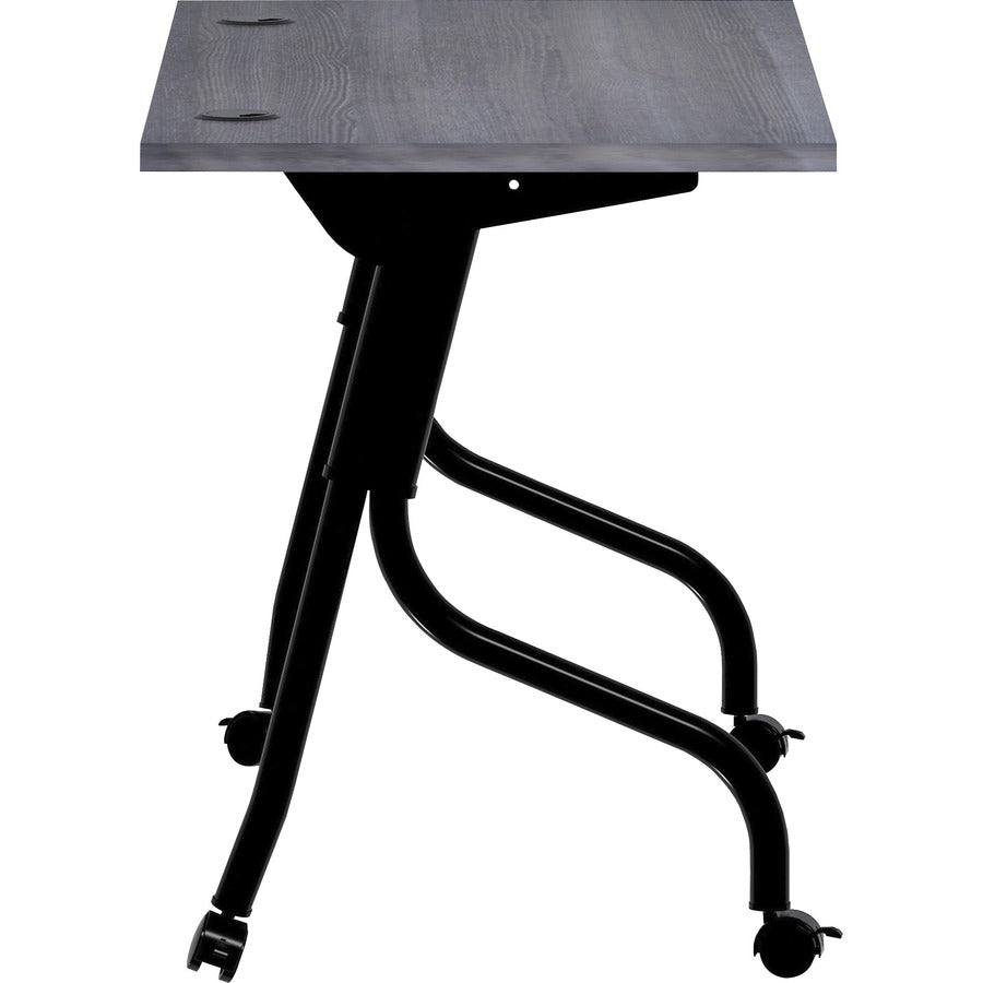 Lorell Flip Top Training Table - For - Table TopCharcoal Rectangle, Melamine Top - Black Four Leg Base - 4 Legs x 48" Table Top Width x 23.60" Table Top Depth - 29.50" Height - Melamine - 1 Each