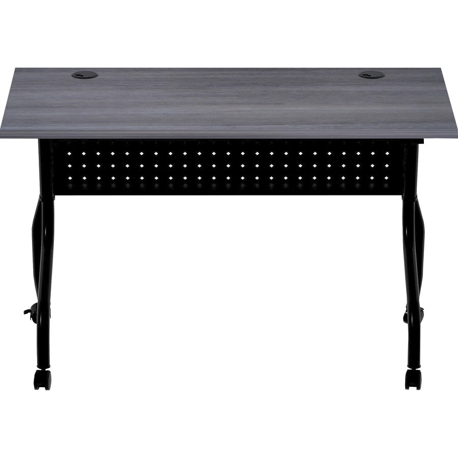 Lorell Flip Top Training Table - For - Table TopCharcoal Rectangle, Melamine Top - Black Four Leg Base - 4 Legs x 48" Table Top Width x 23.60" Table Top Depth - 29.50" Height - Melamine - 1 Each