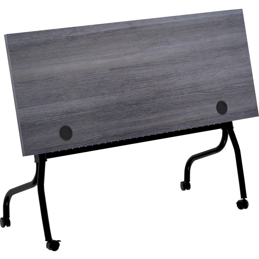 Lorell Flip Top Training Table - For - Table TopCharcoal Rectangle, Melamine Top - Black Four Leg Base - 4 Legs x 60" Table Top Width x 23.60" Table Top Depth - 29.50" Height - Melamine - 1 Each