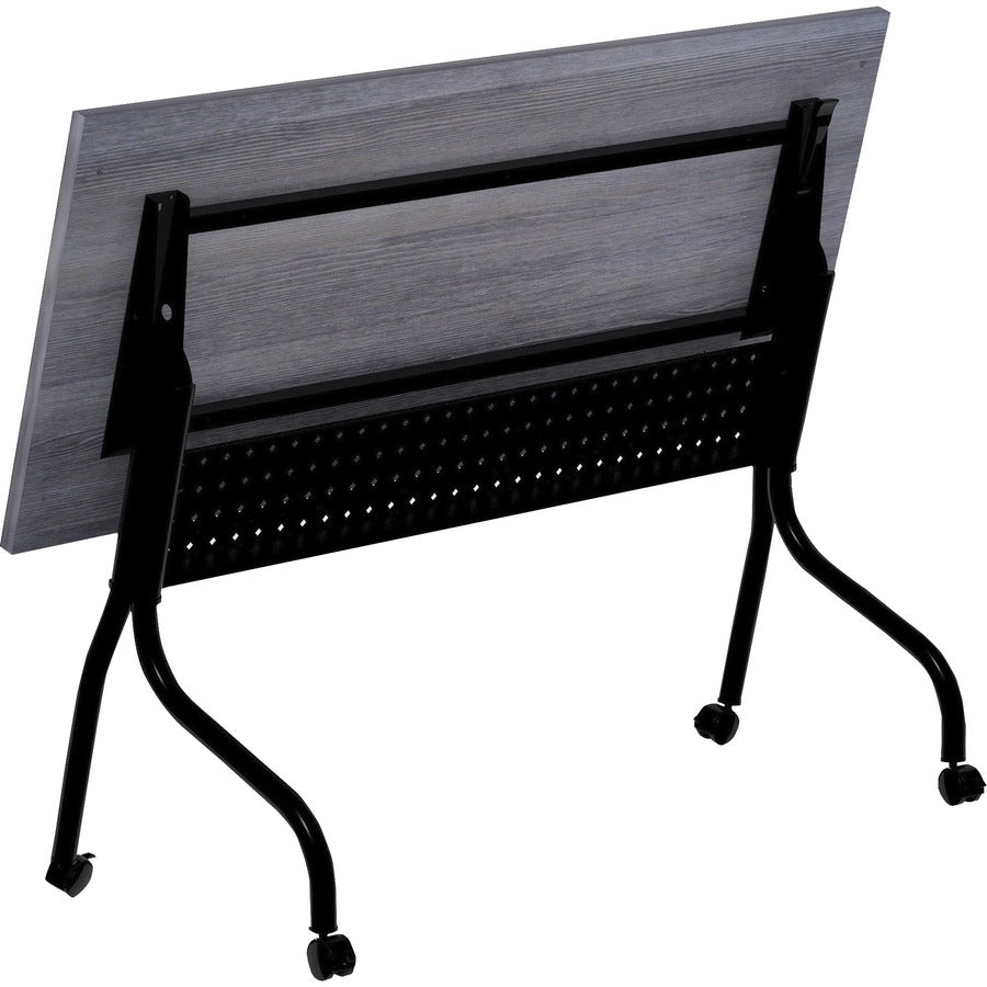 Lorell Flip Top Training Table - For - Table TopCharcoal Rectangle, Melamine Top - Black Four Leg Base - 4 Legs x 60" Table Top Width x 23.60" Table Top Depth - 29.50" Height - Melamine - 1 Each