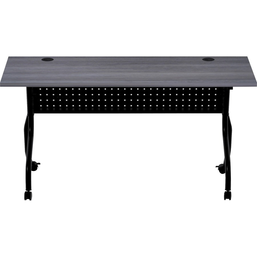 Lorell Flip Top Training Table - For - Table TopCharcoal Rectangle, Melamine Top - Black Four Leg Base - 4 Legs x 60" Table Top Width x 23.60" Table Top Depth - 29.50" Height - Melamine - 1 Each