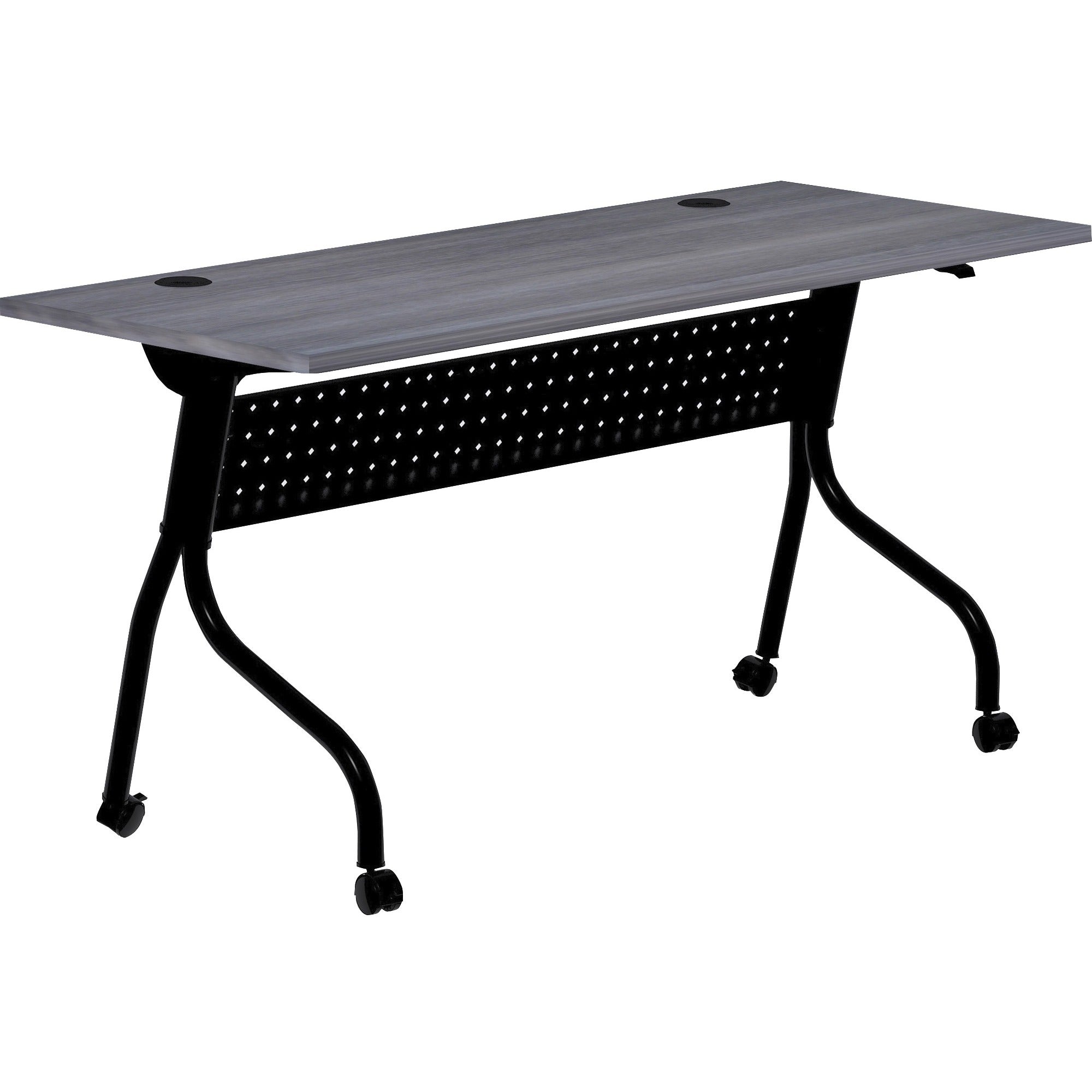 Lorell Flip Top Training Table - For - Table TopCharcoal Rectangle, Melamine Top - Black Four Leg Base - 4 Legs x 60" Table Top Width x 23.60" Table Top Depth - 29.50" Height - Melamine - 1 Each