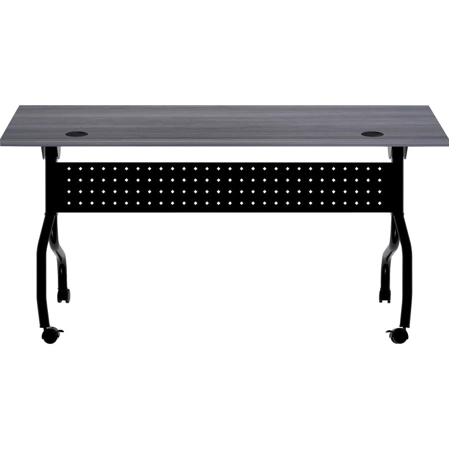 Lorell Flip Top Training Table - For - Table TopCharcoal Rectangle, Melamine Top - Black Four Leg Base - 4 Legs x 60" Table Top Width x 23.60" Table Top Depth - 29.50" Height - Melamine - 1 Each