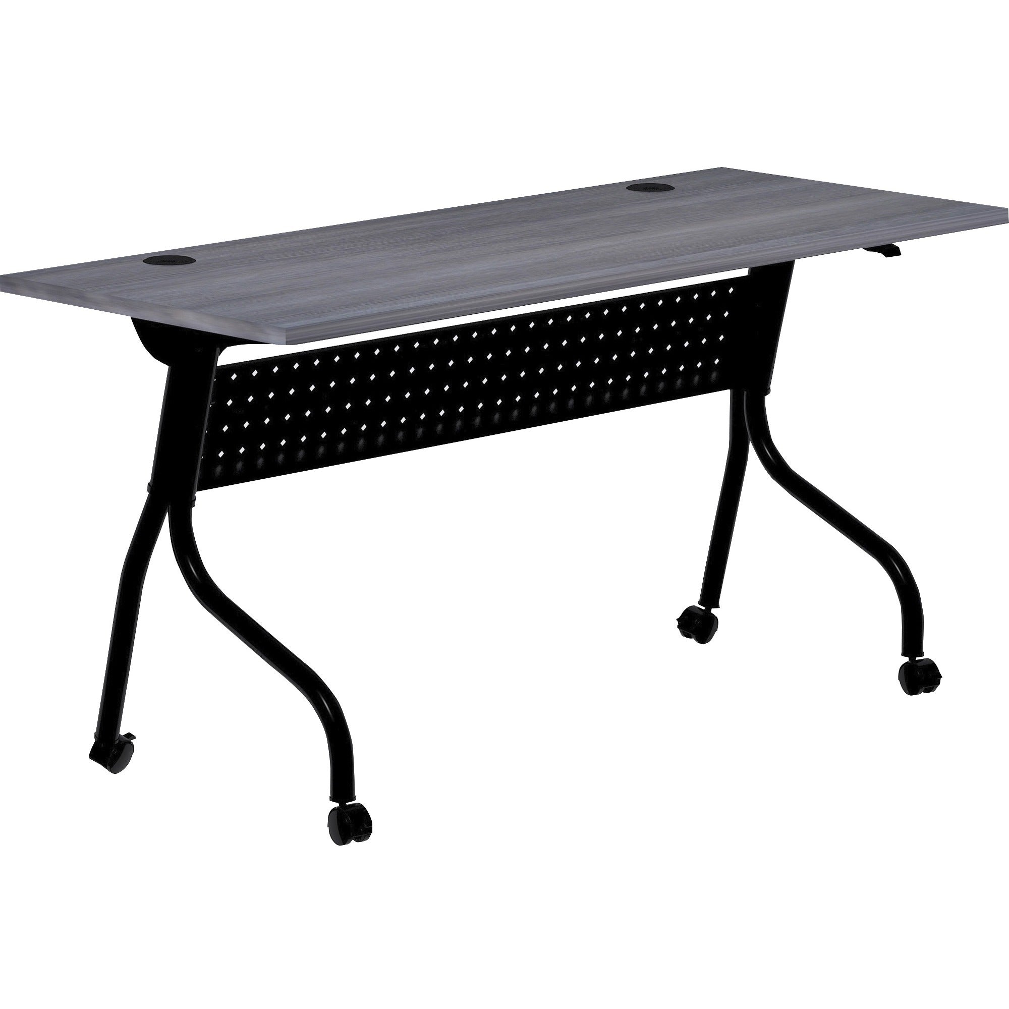 lorell-flip-top-training-table-for-table-topcharcoal-rectangle-melamine-top-black-four-leg-base-4-legs-x-60-table-top-width-x-2360-table-top-depth-2950-height-melamine-1-each_llr59487 - 1