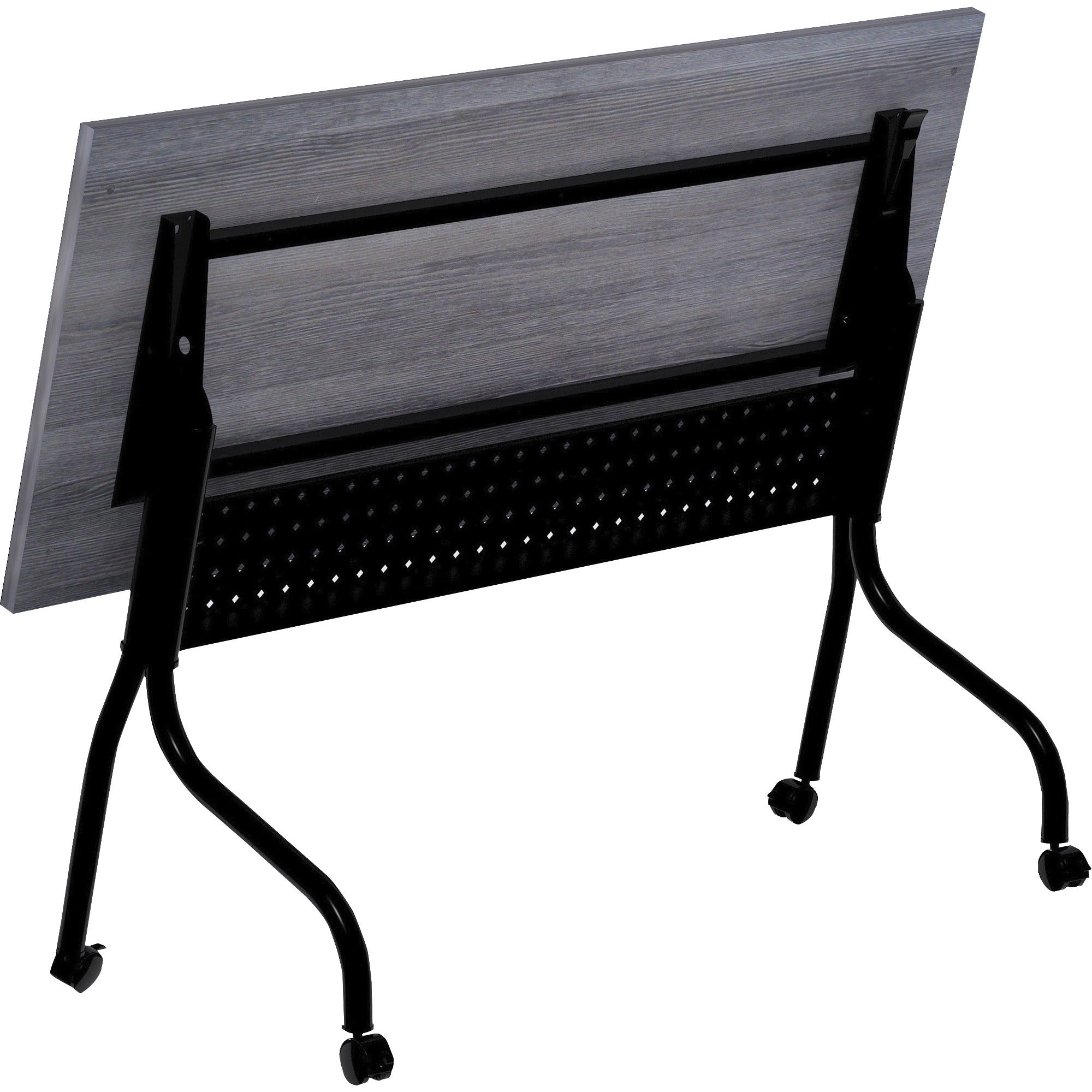 lorell-flip-top-training-table-for-table-topcharcoal-rectangle-melamine-top-black-four-leg-base-4-legs-x-60-table-top-width-x-2360-table-top-depth-2950-height-melamine-1-each_llr59487 - 2