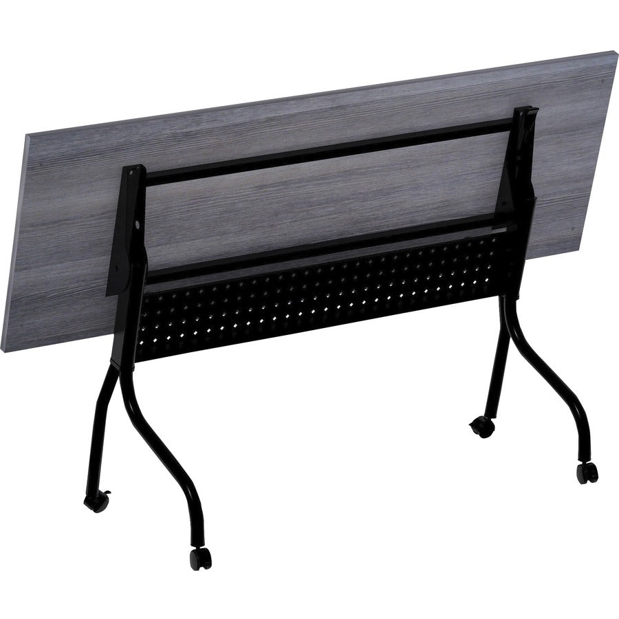 Lorell Flip Top Training Table - For - Table TopCharcoal Rectangle, Melamine Top - Black Four Leg Base - 4 Legs x 72" Table Top Width x 23.60" Table Top Depth - 29.50" Height - Melamine - 1 Each